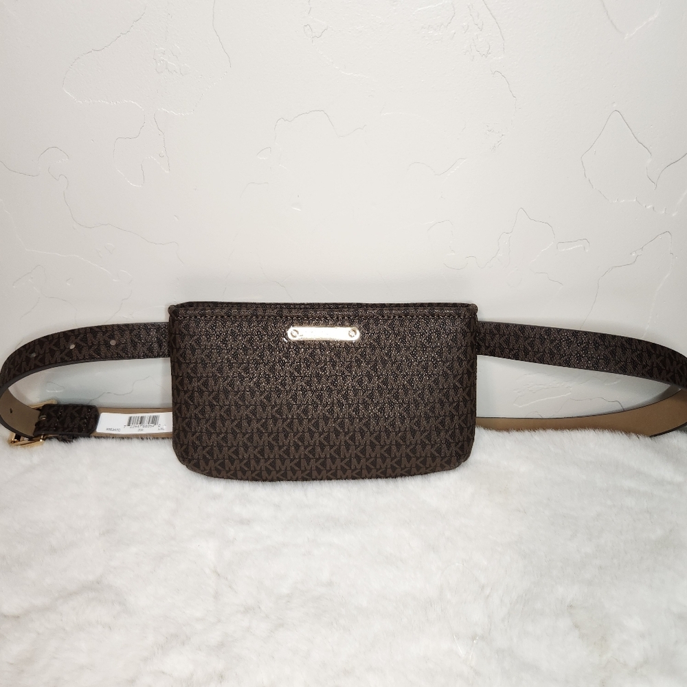 NWT Michael Kors Logo Belt Bag | Adjustable Strap | Gold Hardware | Brown | L/XL